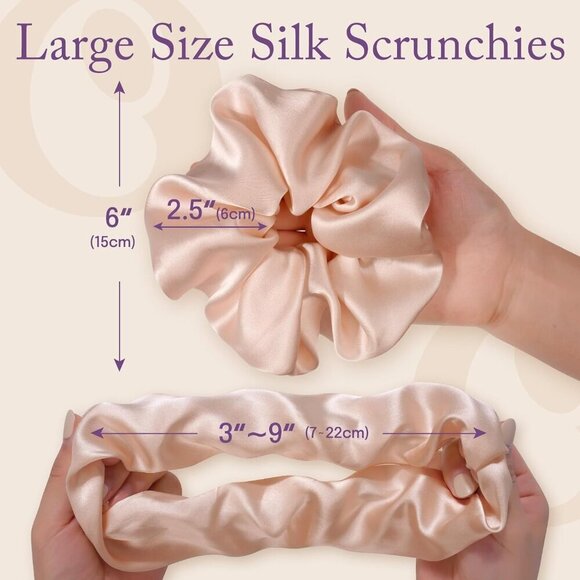 Silk Scrunchies Oversized Mulberry Soft Hair Ties for Thick Hair Sleep or Style main image 6